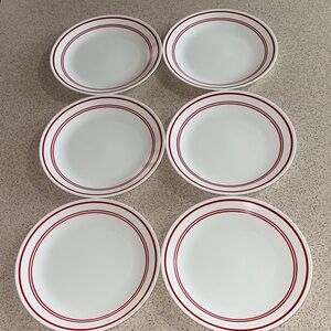 Corelle Classic Café Red Striped Dinner Plates - Set of 6